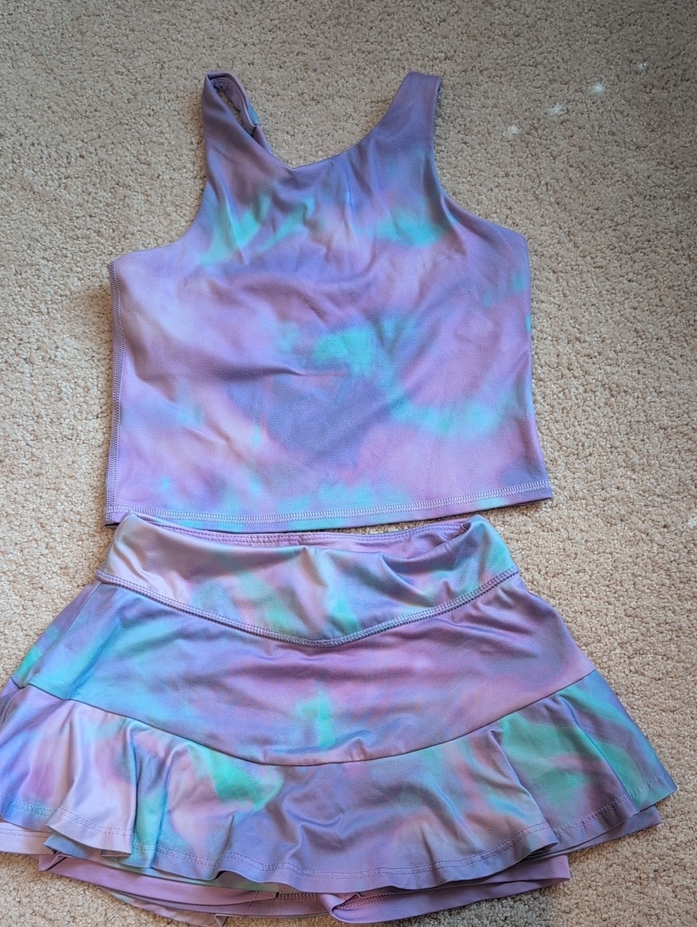 Kids all in motion Pastel Lavender & Aqua Tie-Dye Active Set Size 6